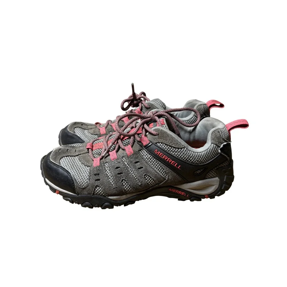 Merrell Hiking Shoes Women 8.5 Grey Strawberry Accentor Ventilator Low Suede
